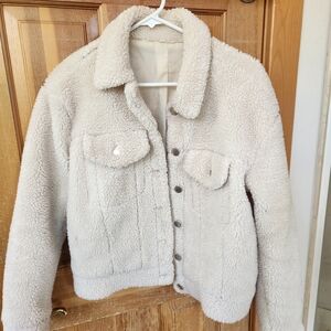 Urban Outfitters Cream Teddy Jacket